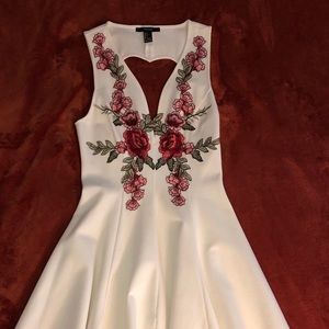 embroidered cream floral dress
